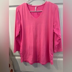 Lulu-B Women's Pink V-Neck Top